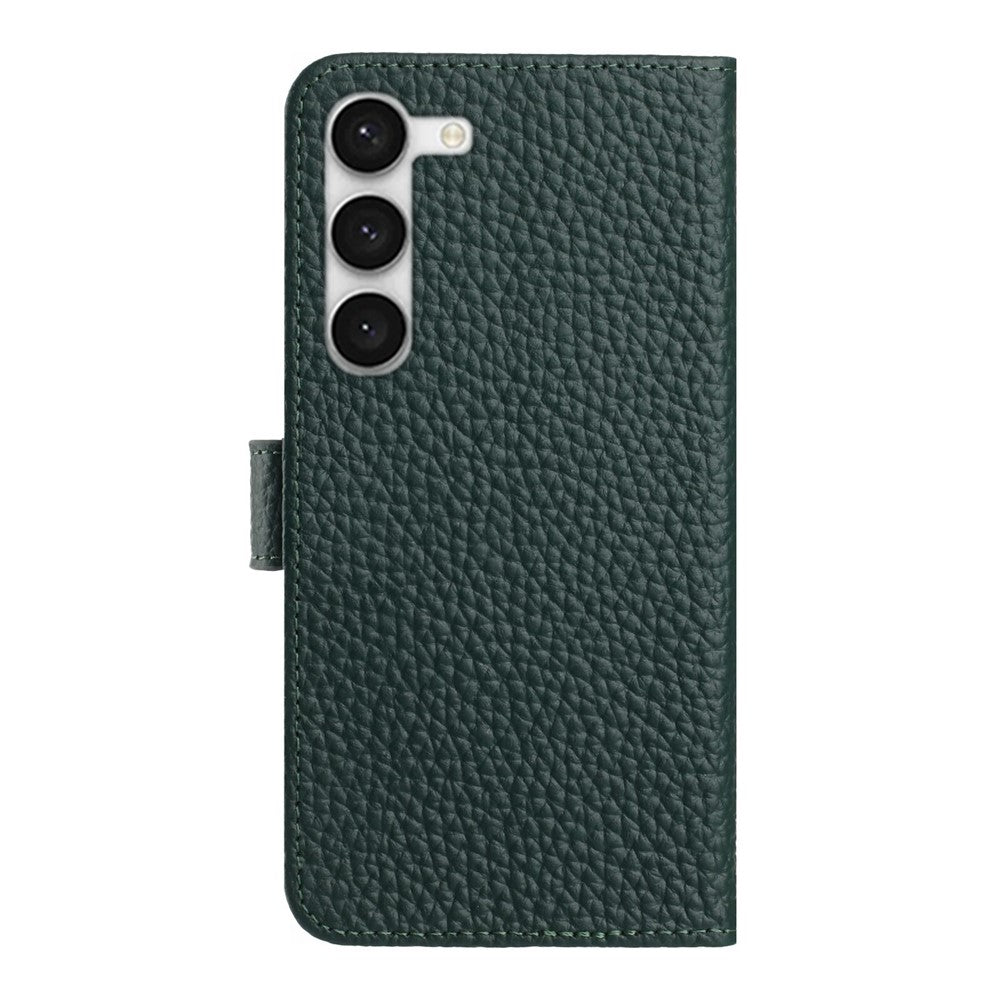 Samsung Galaxy S23+ Plånboksfodral i äkta nötläder med fällbara flipfodral