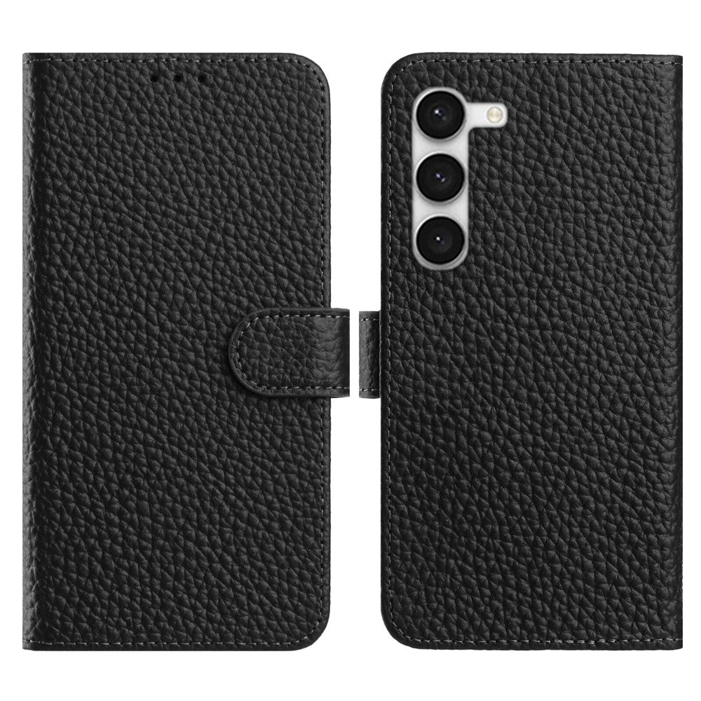 Samsung Galaxy S23+ Plånboksfodral i äkta nötläder med fällbara flipfodral