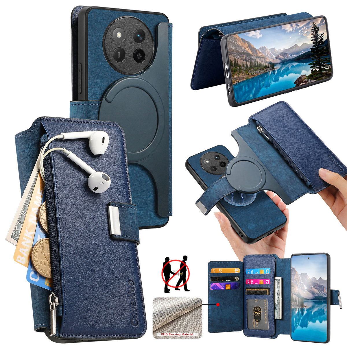 CASENEO För Honor X9c 5G / Honor Magic7 Lite 5G / Honor X60 Pro 5G Skal MW-02 Avtagbart Magnetiskt Läderfodral med Flipfunktion