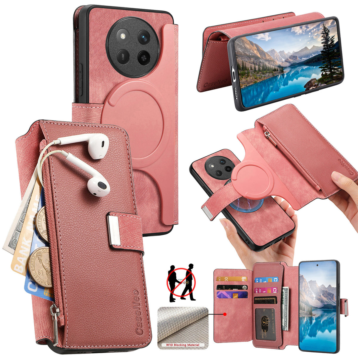 CASENEO För Honor X9c 5G / Honor Magic7 Lite 5G / Honor X60 Pro 5G Skal MW-02 Avtagbart Magnetiskt Läderfodral med Flipfunktion
