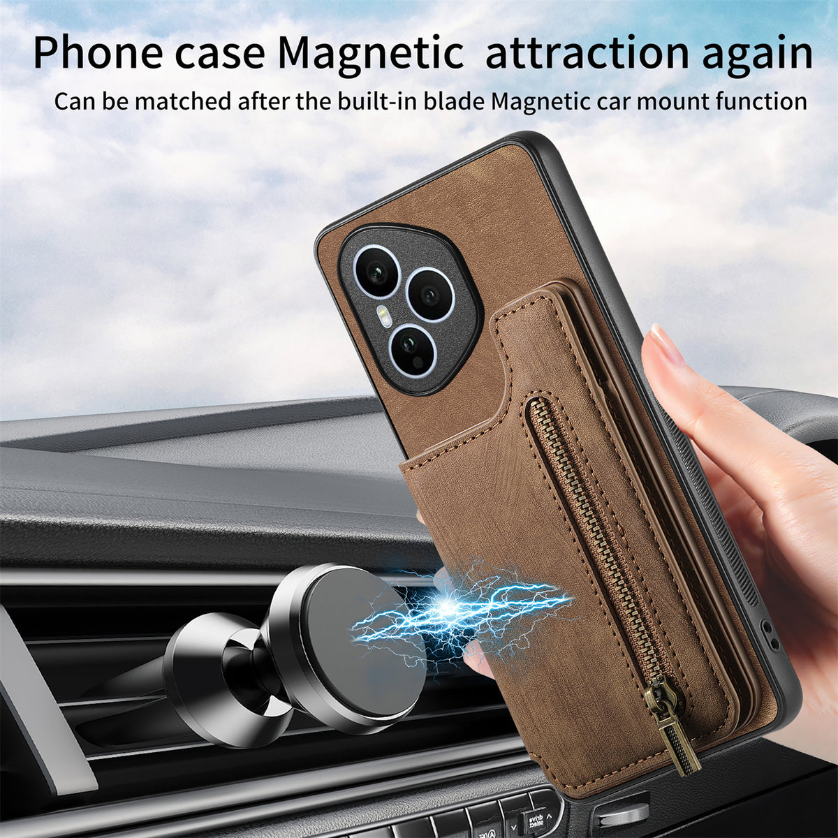 For Honor 400 Pro 5G (Global) Case with Zipper Card Holder Retro Leather TPU Phone Cover