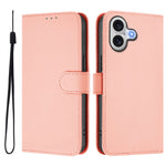 For iPhone 17 Case Solid Color Wallet Leather Phone Cover with Strap