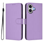 For iPhone 17 Case Solid Color Wallet Leather Phone Cover with Strap