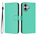 For iPhone 17 Case Solid Color Wallet Leather Phone Cover with Strap