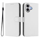 For iPhone 17 Case Solid Color Wallet Leather Phone Cover with Strap