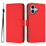 For iPhone 17 Case Solid Color Wallet Leather Phone Cover with Strap