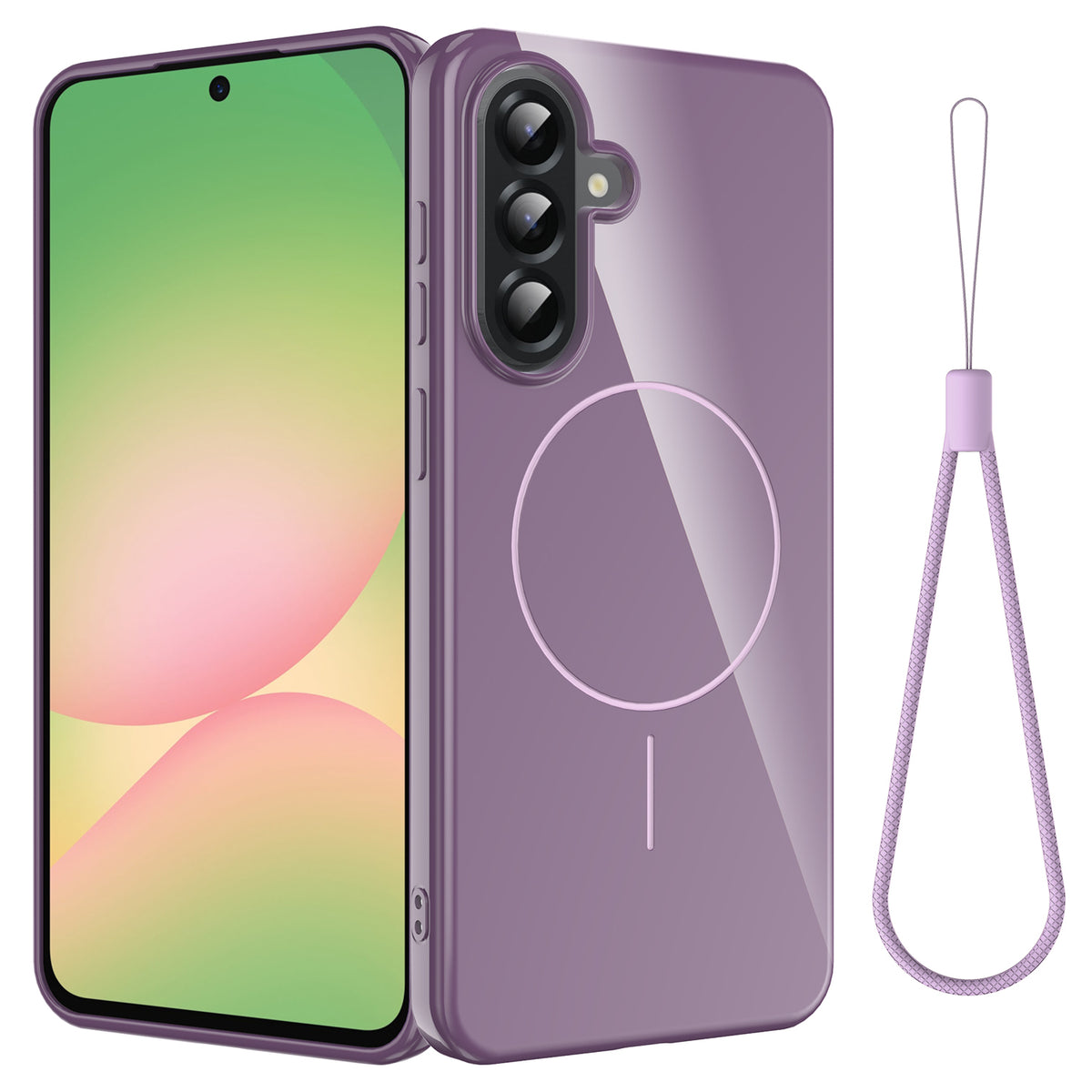 Samsung Galaxy M17 5G / F17 5G / A18 4G / A18 5G / A17 5G / A17 4G Magnetiskt skal TPU mobilbaksida med rem