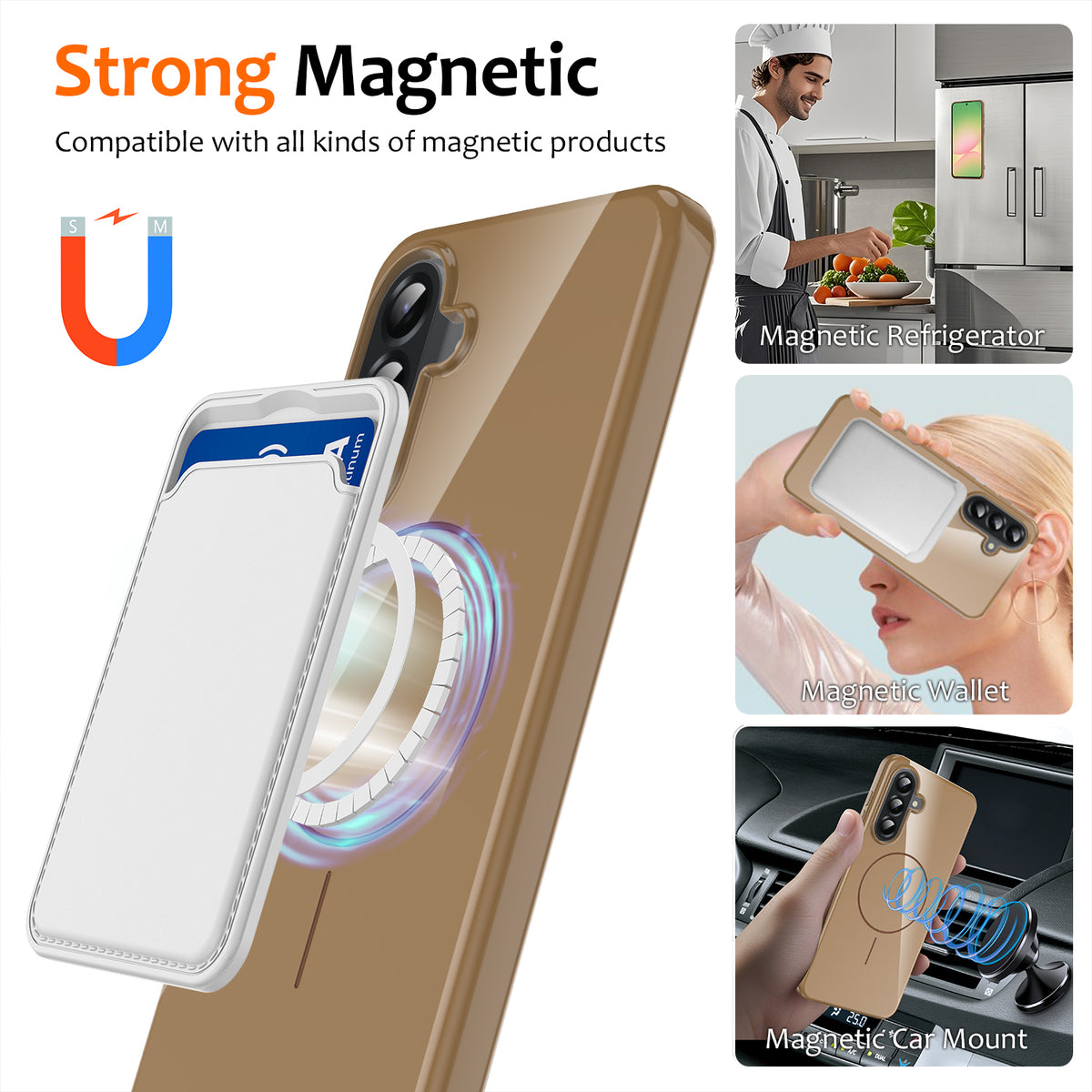Samsung Galaxy M17 5G / F17 5G / A18 4G / A18 5G / A17 5G / A17 4G Magnetiskt skal TPU mobilbaksida med rem