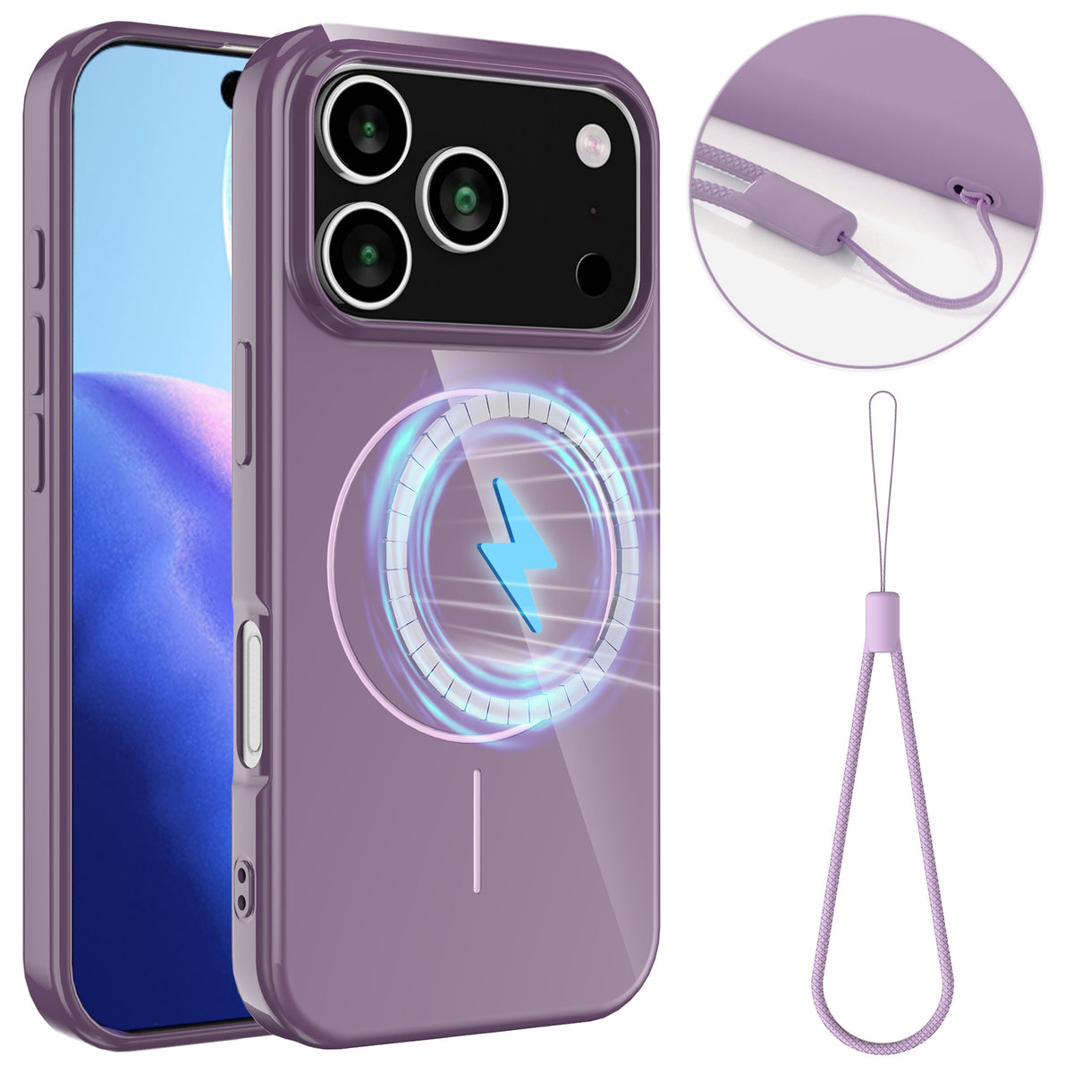 For iPhone 18 Pro / 17 Pro Magnetic Case Compatible with MagSafe TPU Phone Back Cover with Lanyard