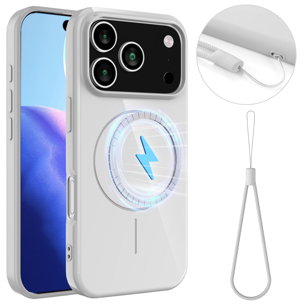 For iPhone 18 Pro / 17 Pro Magnetic Case Compatible with MagSafe TPU Phone Back Cover with Lanyard
