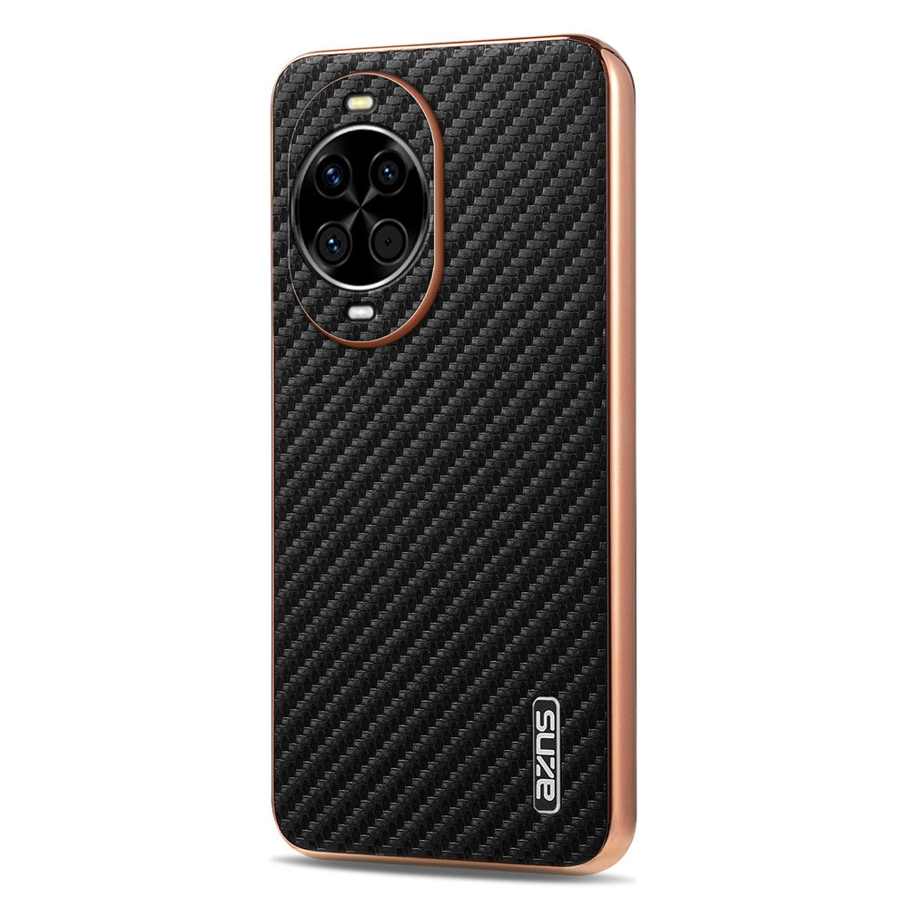 AZNS For Huawei nova 14 5G Case Electroplating Carbon Fiber Texture PU + TPU Phone Cover