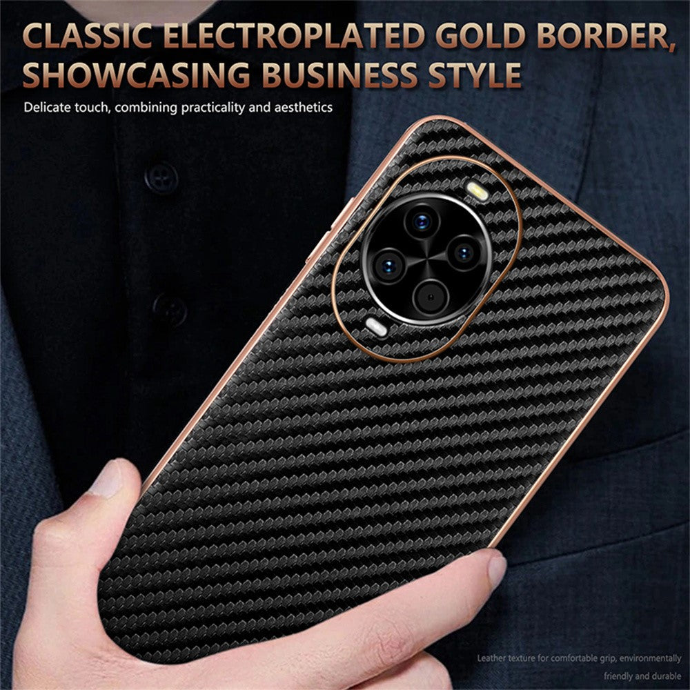AZNS För Huawei Nova 14 5G Skal Elektroplätering Kolfiberstruktur PU + TPU mobilskal