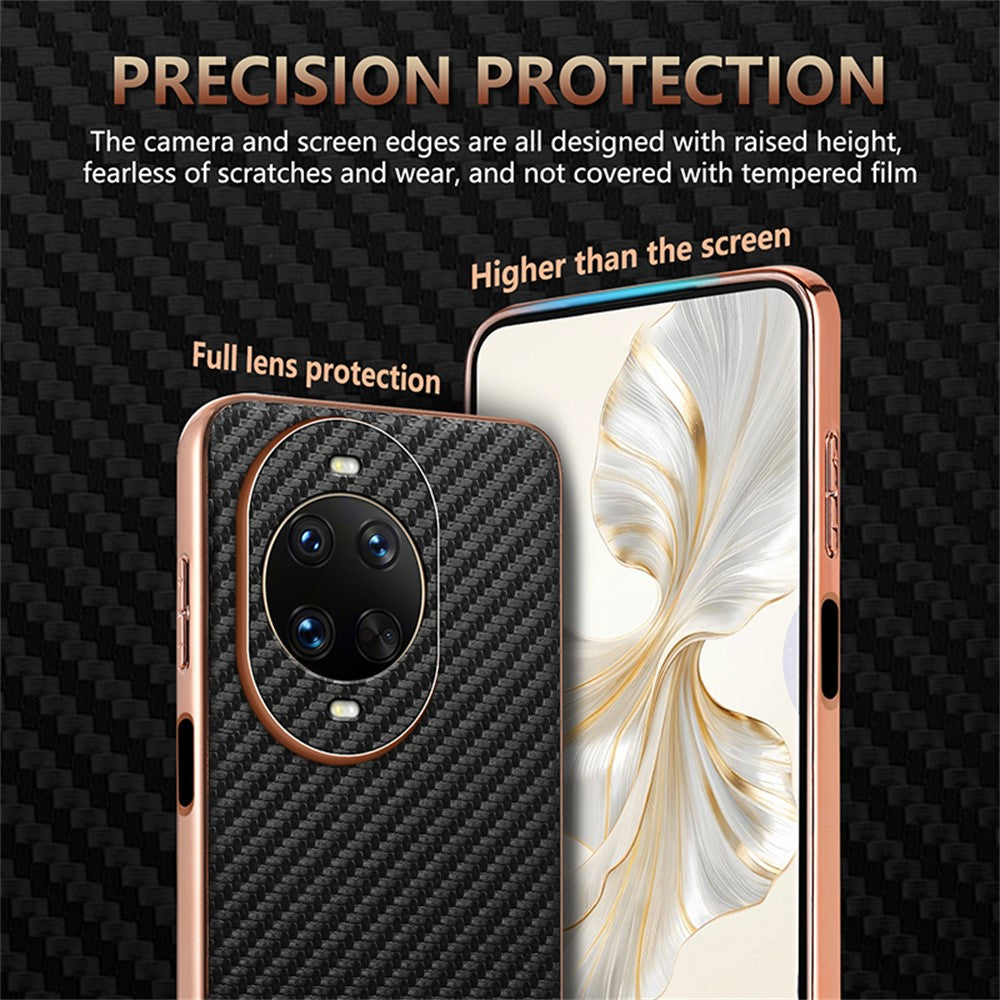 AZNS For Huawei nova 14 Pro 5G Case Electroplating Carbon Fiber Texture PU + TPU Phone Cover