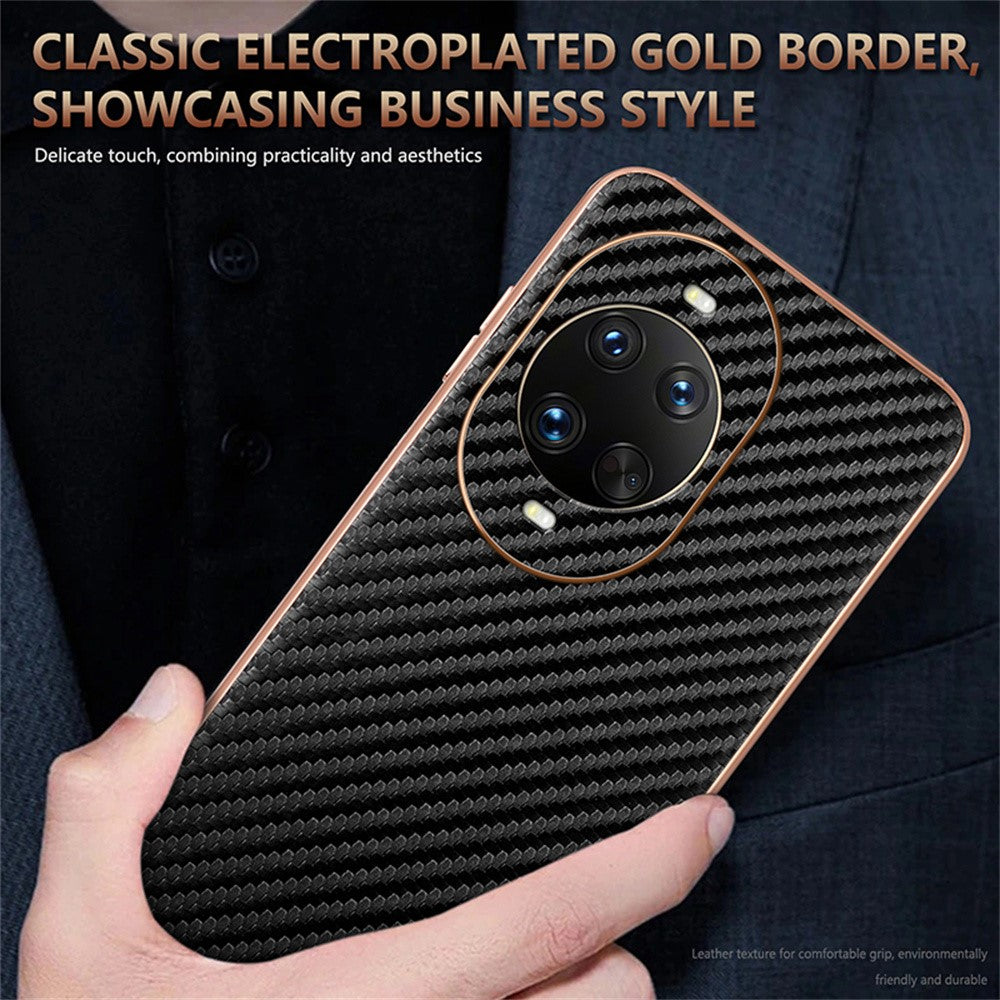 AZNS For Huawei nova 14 Pro 5G Case Electroplating Carbon Fiber Texture PU + TPU Phone Cover