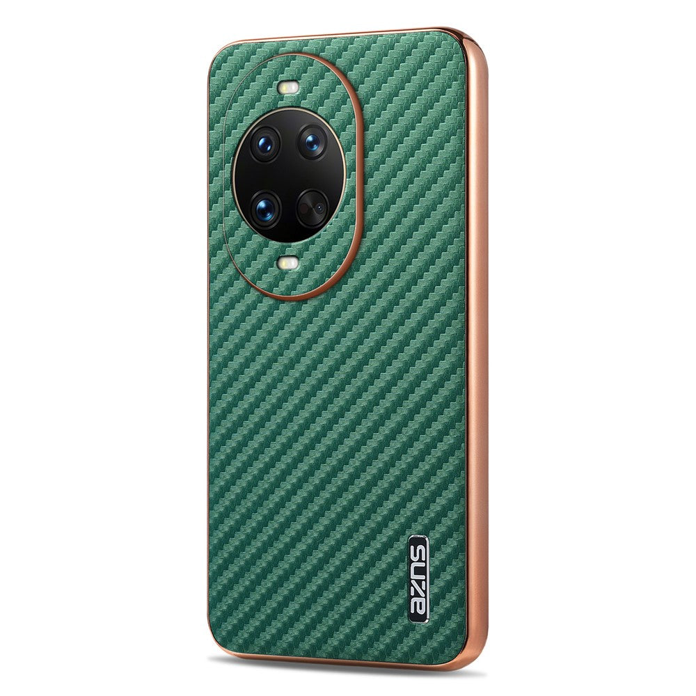 AZNS For Huawei nova 14 Pro 5G Case Electroplating Carbon Fiber Texture PU + TPU Phone Cover