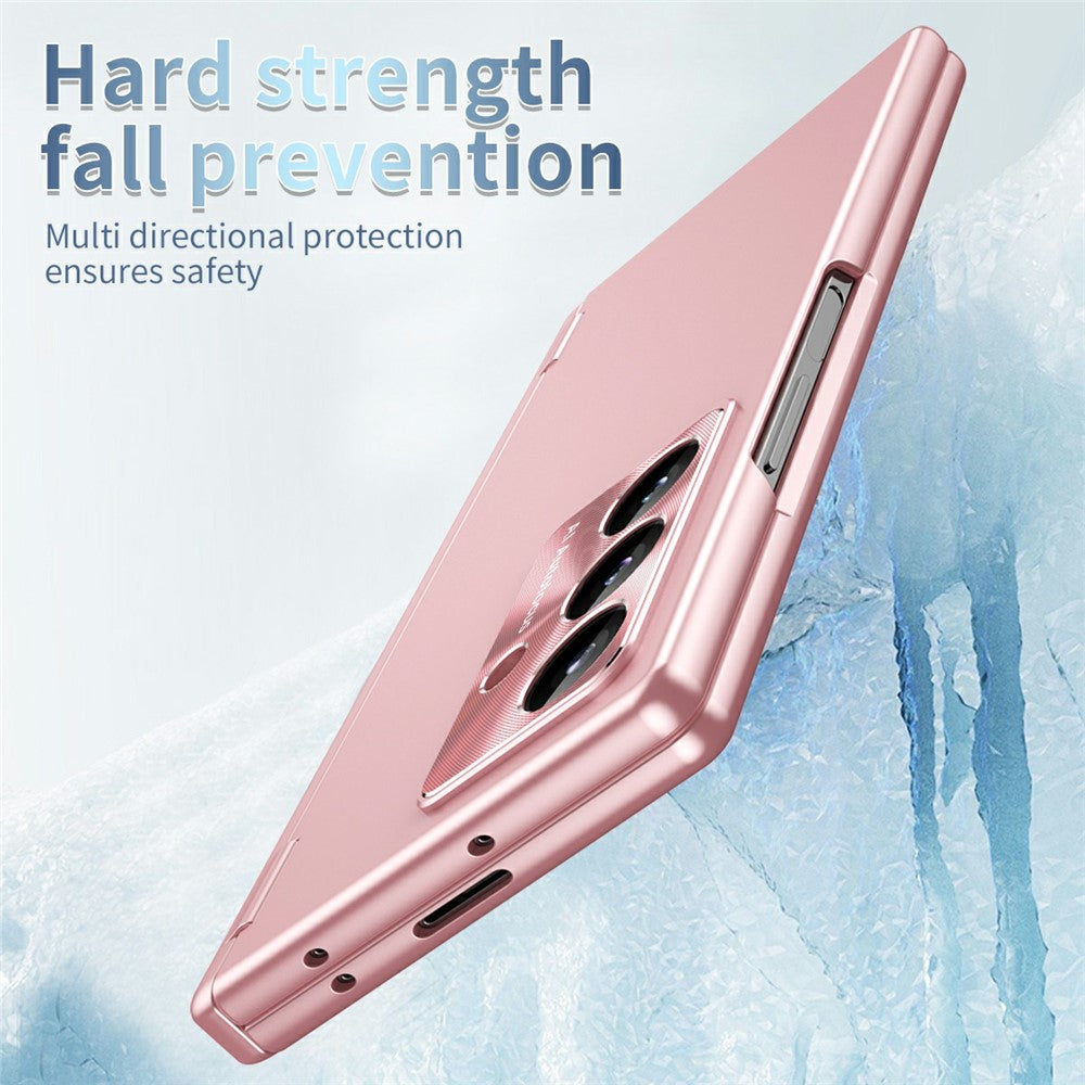 Til Samsung Galaxy Z Fold7 5G etui Dual Hinge Galvaniseret PC telefoncover med hærdet glasfilm / stylus
