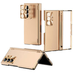 Til Samsung Galaxy Z Fold7 5G etui Dual Hinge Galvaniseret PC telefoncover med hærdet glasfilm / stylus