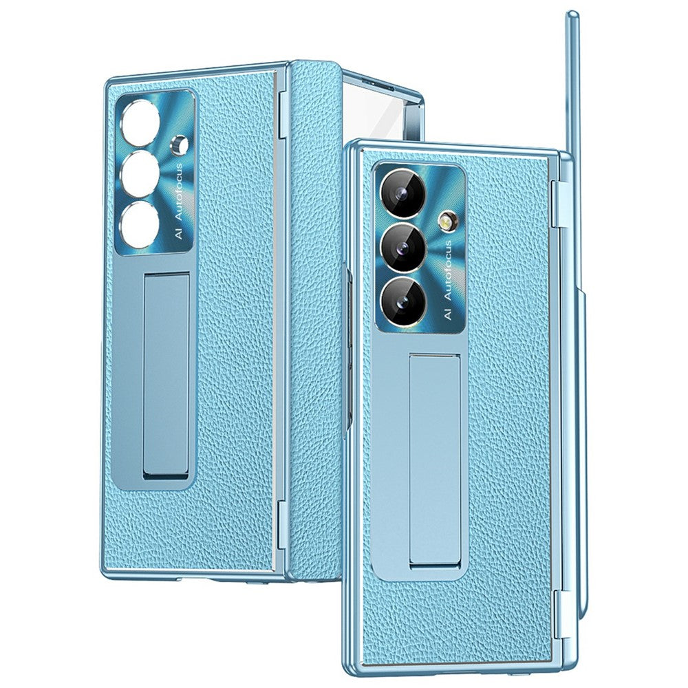 For Samsung Galaxy Z Fold7 5G Case Hinge Protection PU + PC Phone Cover with Tempered Glass Film / Stylus