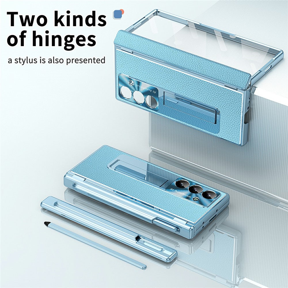 For Samsung Galaxy Z Fold7 5G Case Hinge Protection PU + PC Phone Cover with Tempered Glass Film / Stylus