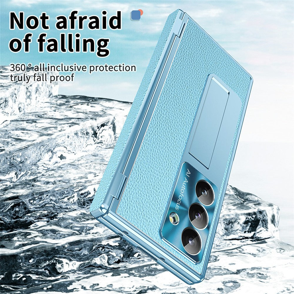 For Samsung Galaxy Z Fold7 5G Case Hinge Protection PU + PC Phone Cover with Tempered Glass Film / Stylus
