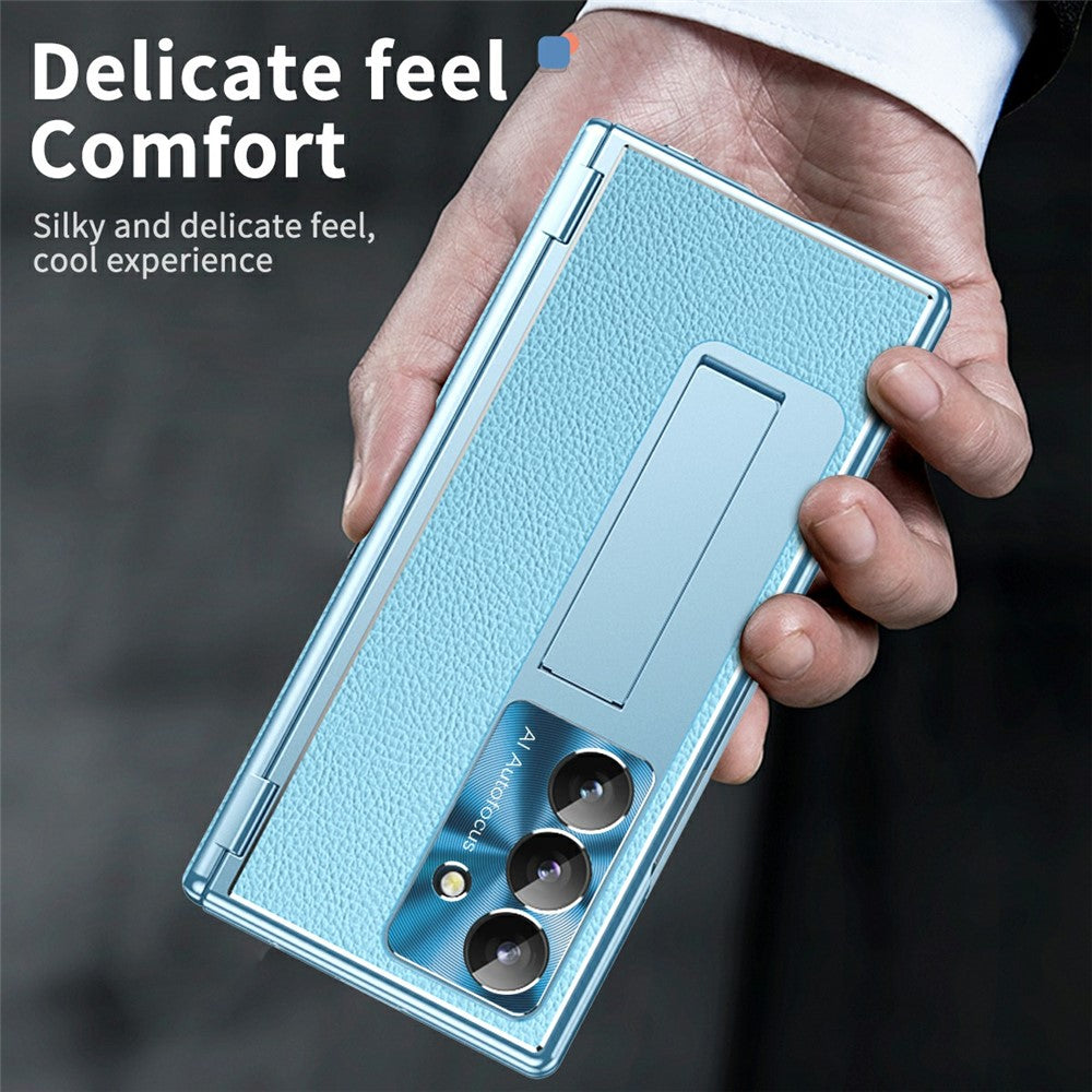 For Samsung Galaxy Z Fold7 5G Case Hinge Protection PU + PC Phone Cover with Tempered Glass Film / Stylus