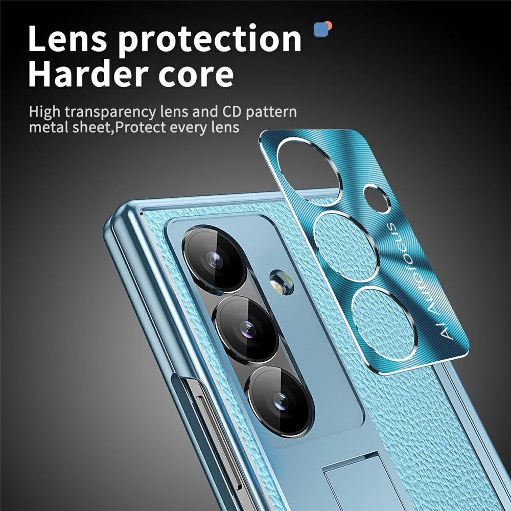 For Samsung Galaxy Z Fold7 5G Case Hinge Protection PU + PC Phone Cover with Tempered Glass Film / Stylus