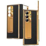 For Samsung Galaxy Z Fold7 5G Case Hinge Protection PU + PC Phone Cover with Tempered Glass Film / Stylus