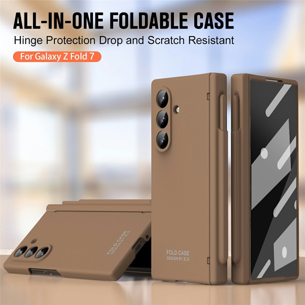 Til Samsung Galaxy Z Fold7 5G Etui Sammenklappeligt PC Telefoncover med Stylus / Hærdet Glasfilm