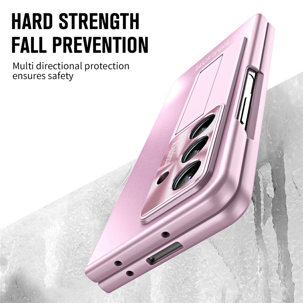 For Samsung Galaxy Z Fold7 5G Case Kickstand Matte PC Phone Cover with Tempered Glass Film