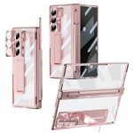For Samsung Galaxy Z Fold7 5G Case Magnetic Hinge Electroplated PC Phone Cover with Tempered Glass Film / Stylus