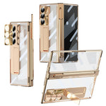 For Samsung Galaxy Z Fold7 5G Case Magnetic Hinge Electroplated PC Phone Cover with Tempered Glass Film / Stylus