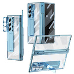 For Samsung Galaxy Z Fold7 5G Case Magnetic Hinge Electroplated PC Phone Cover with Tempered Glass Film / Stylus