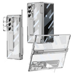 For Samsung Galaxy Z Fold7 5G Case Magnetic Hinge Electroplated PC Phone Cover with Tempered Glass Film / Stylus