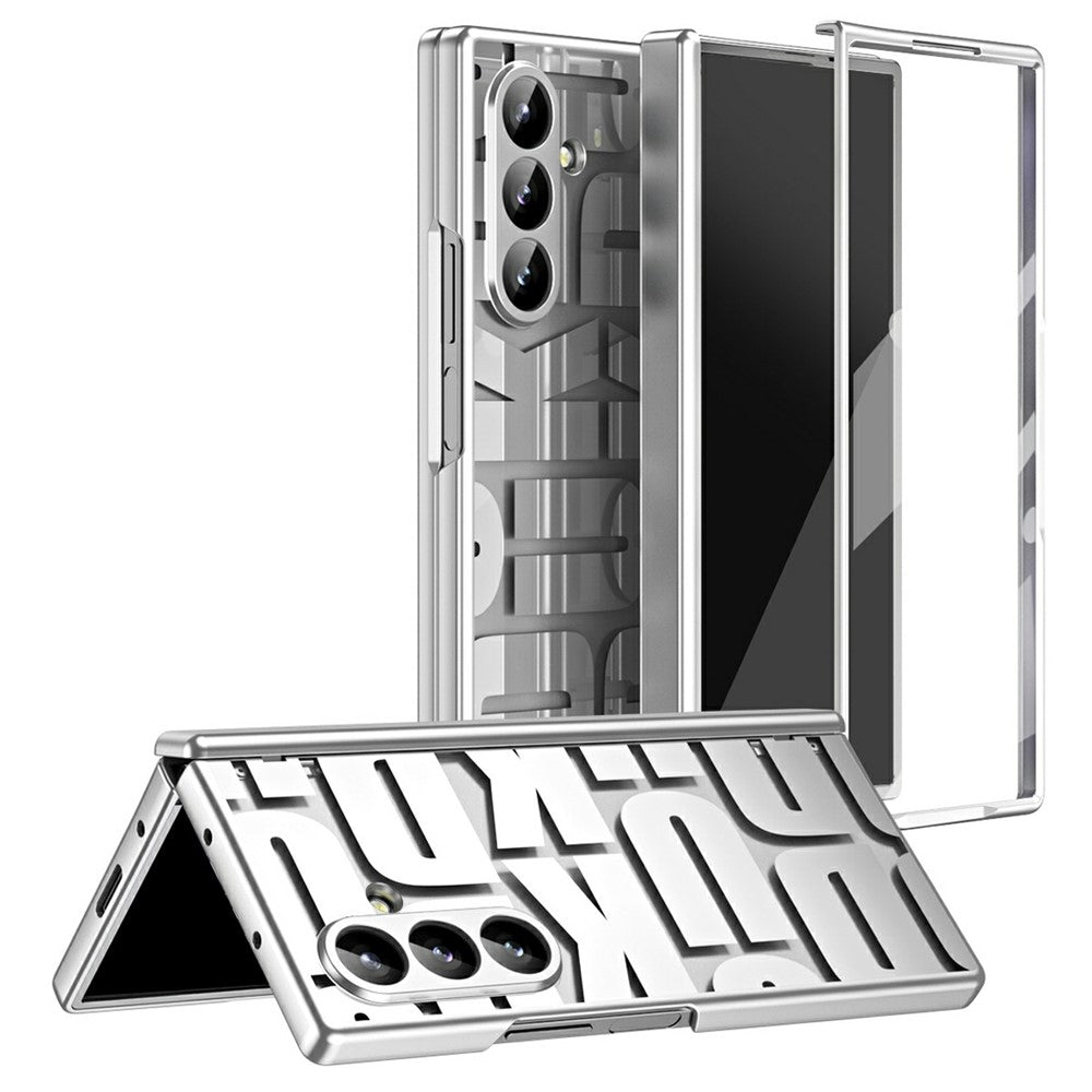 For Samsung Galaxy Z Fold7 5G Case Electroplating PC Phone Cover with Tempered Glass Film