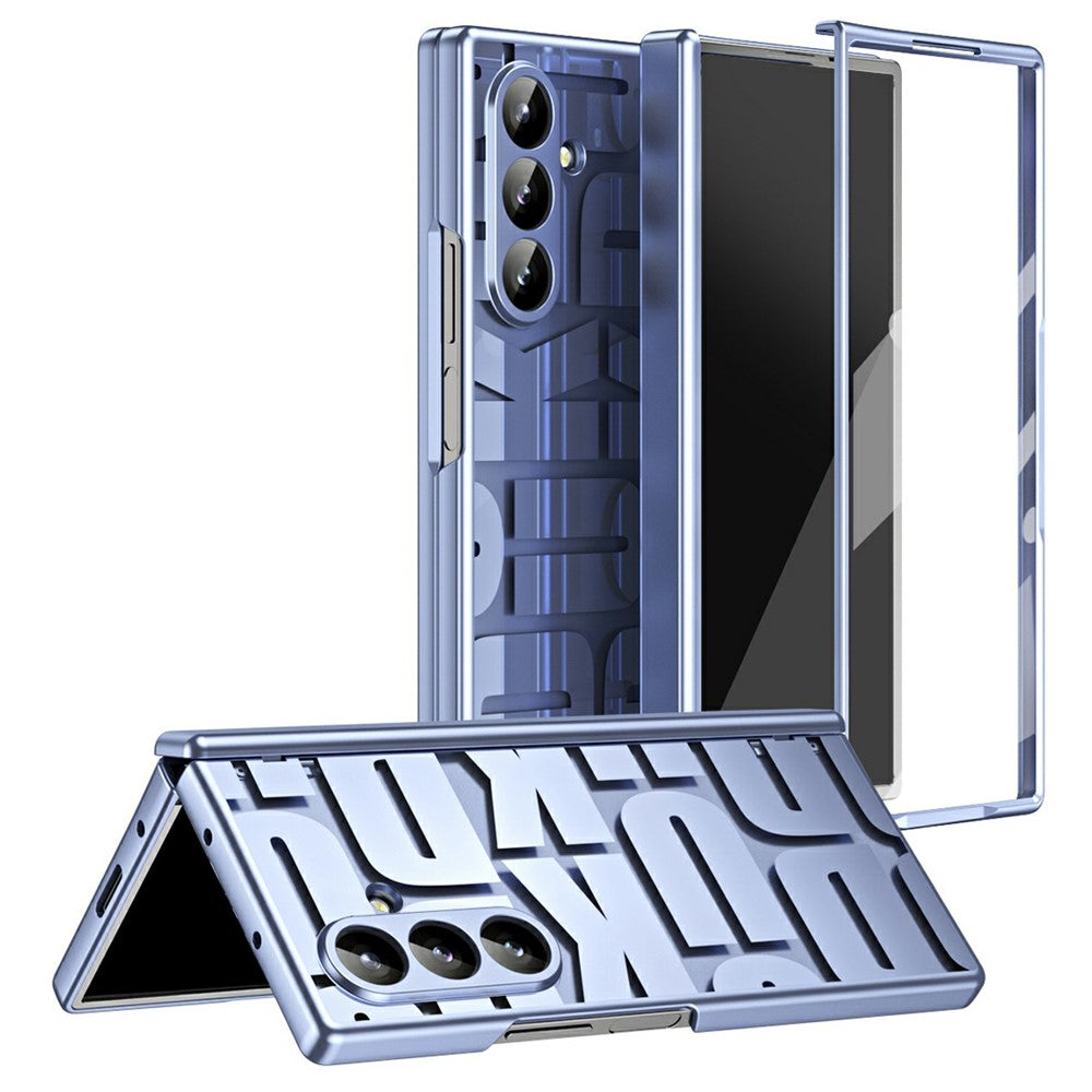 For Samsung Galaxy Z Fold7 5G Case Electroplating PC Phone Cover with Tempered Glass Film