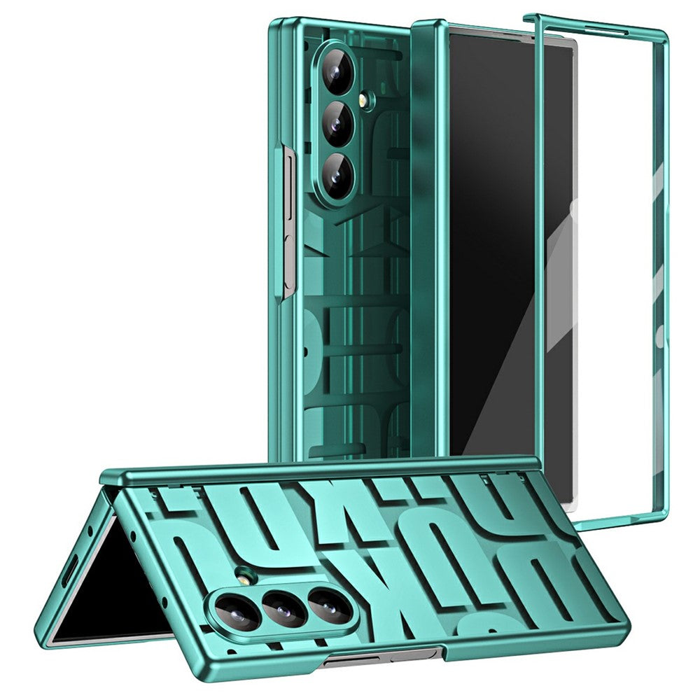 For Samsung Galaxy Z Fold7 5G Case Electroplating PC Phone Cover with Tempered Glass Film