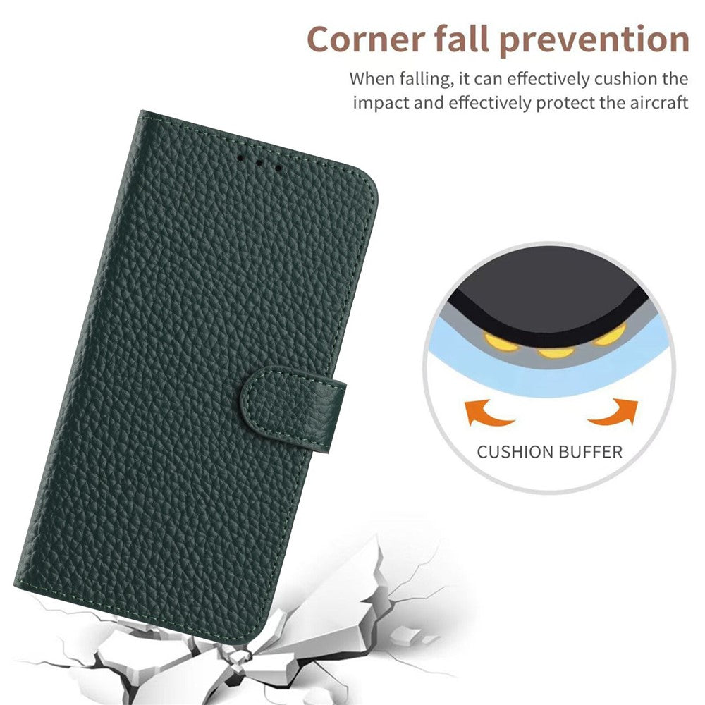 For Honor 400 Lite 5G Case Wallet Stand Litchi Texture Genuine Cow Leather Flip Phone Cover