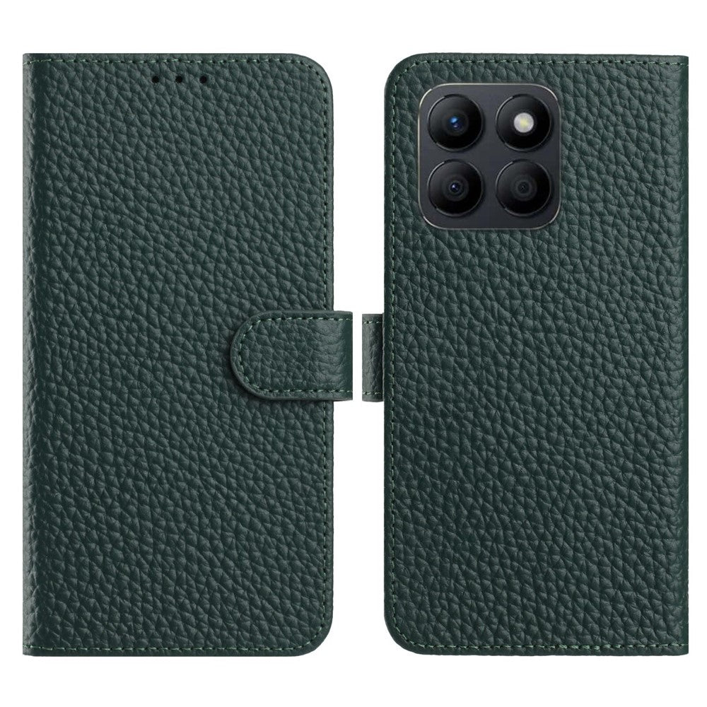 Til Honor X8c 4G Etui Pung Stand Litchi Tekstur Ægte Ko Læder Flip Telefon Cover