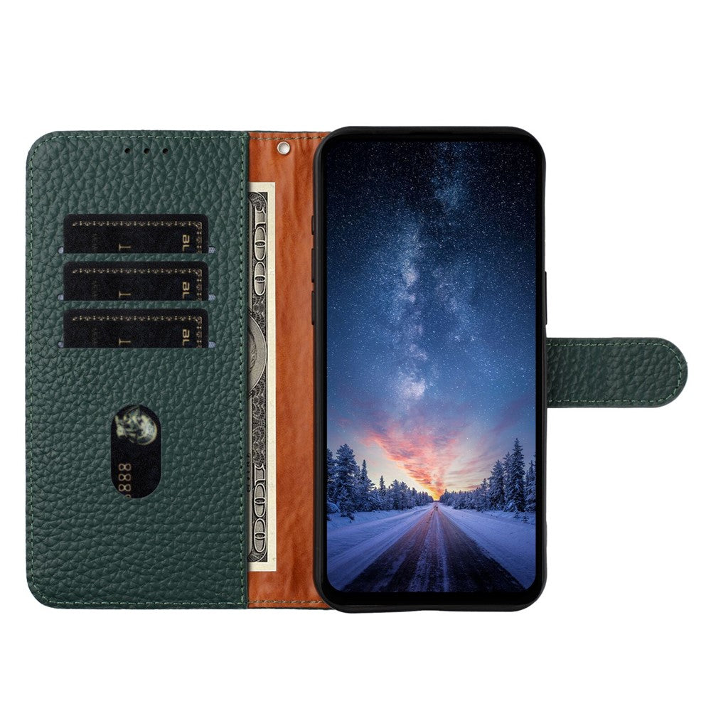 Til Honor X8c 4G Etui Pung Stand Litchi Tekstur Ægte Ko Læder Flip Telefon Cover