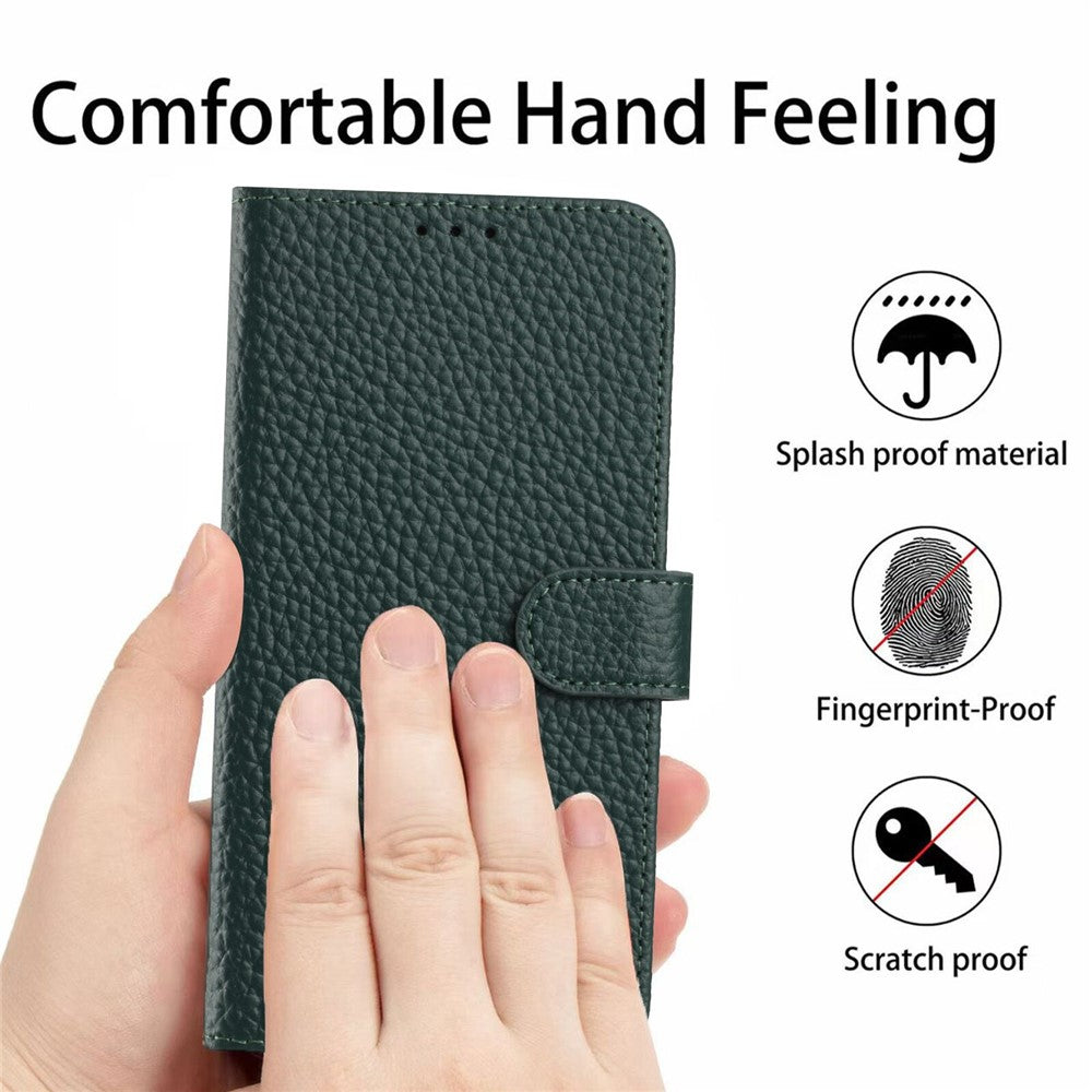 Til Honor X8c 4G Etui Pung Stand Litchi Tekstur Ægte Ko Læder Flip Telefon Cover