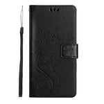 For Honor 400 Pro 5G (Global) Læder Pung Etui Sommerfugleblomst Præget Telefoncover med Rem