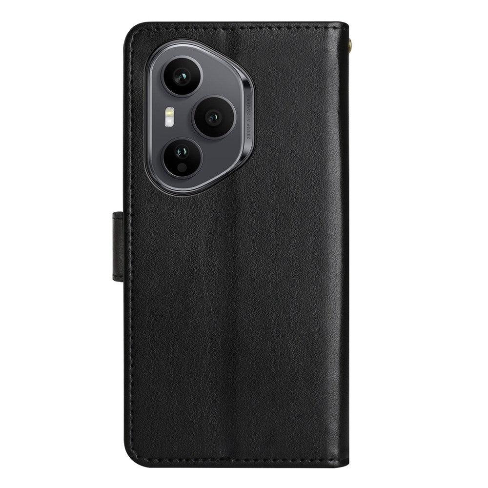 For Honor 400 Pro 5G (Global) Læder Pung Etui Sommerfugleblomst Præget Telefoncover med Rem