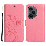 For Honor 400 Pro 5G (Global) Læder Pung Etui Sommerfugleblomst Præget Telefoncover med Rem