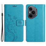 For Honor 400 Pro 5G (Global) Læder Pung Etui Sommerfugleblomst Præget Telefoncover med Rem