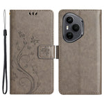 For Honor 400 Pro 5G (Global) Læder Pung Etui Sommerfugleblomst Præget Telefoncover med Rem
