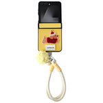 For Samsung Galaxy Z Flip7 5G Case Cute Dog Hinge Protection Litchi Texture Phone Cover with Wrist Strap