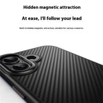For iPhone 17 Magnetic Case Compatible with MagSafe Carbon Fiber Texture PC + TPU Cover