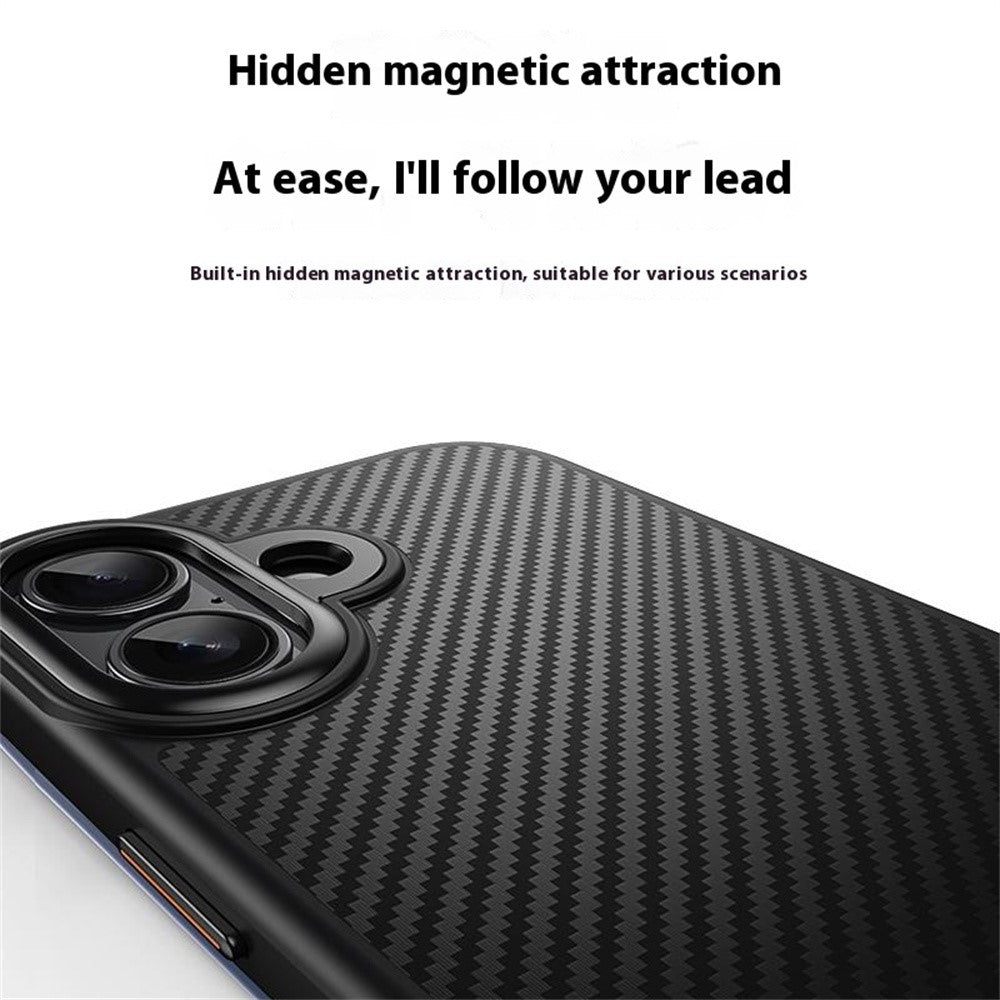 For iPhone 17 Magnetic Case Compatible with MagSafe Carbon Fiber Texture PC + TPU Cover