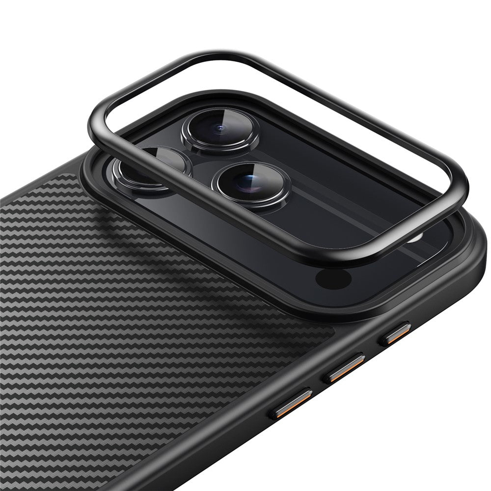 For iPhone 17 Pro Magnetic Case Compatible with MagSafe Carbon Fiber Texture PC + TPU Cover