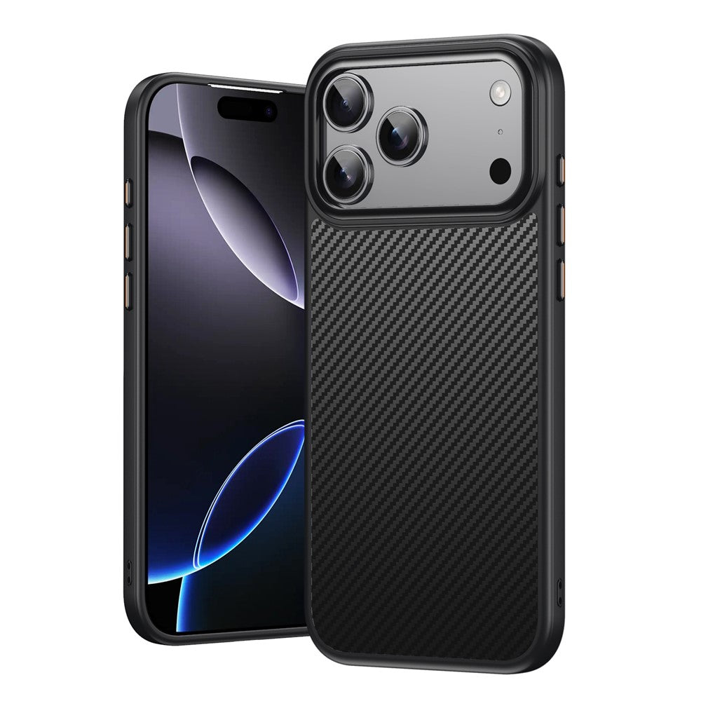 For iPhone 17 Pro Magnetic Case Compatible with MagSafe Carbon Fiber Texture PC + TPU Cover